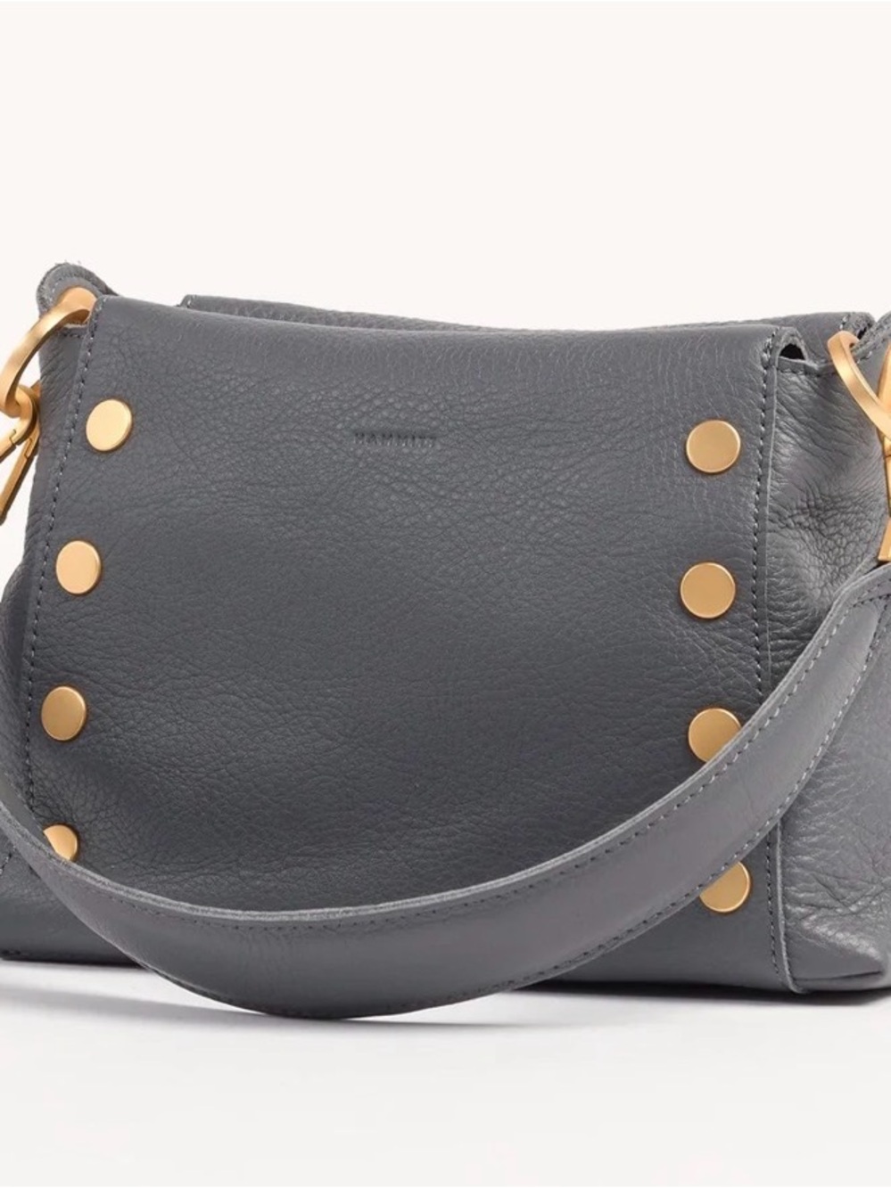 NWOT Hammitt Bluish Gray Leather Shoulder Bag with Gold Stud Accents MSRP$495 - Picture 2 of 15